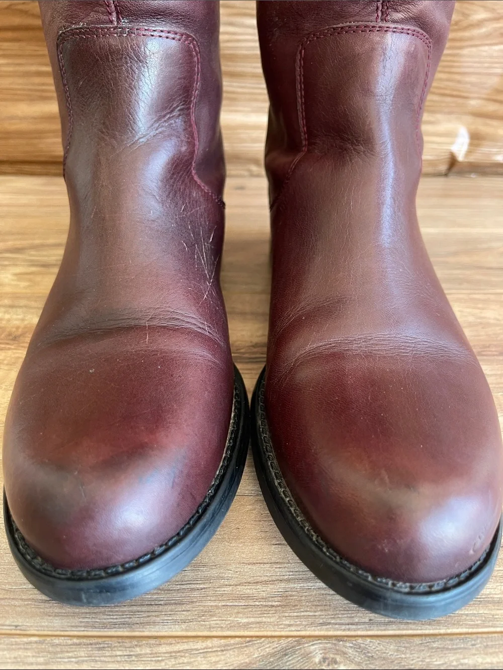 Pre-owned Steve Madden Over-the-Knee Leather Boots in Burgundy size 9.5M
